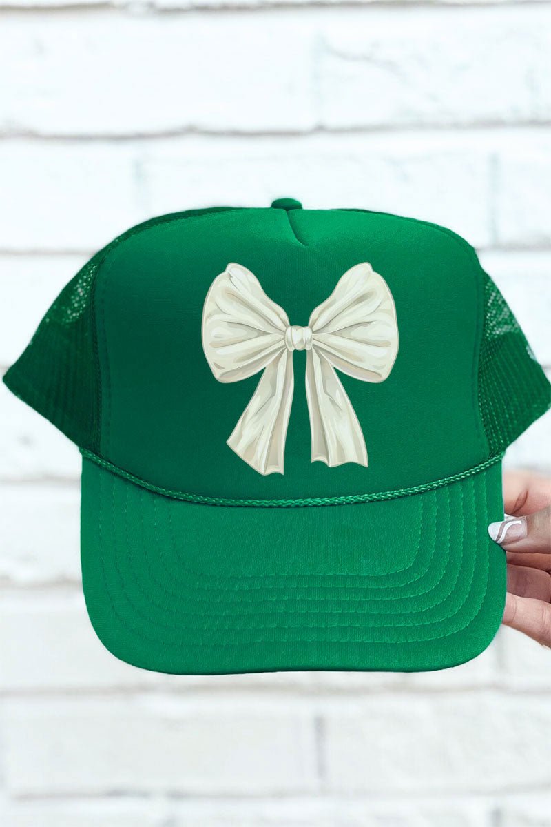 Otto Kelly Stylish Ivory Coquette Bow Foam Front Trucker Hat for Adults