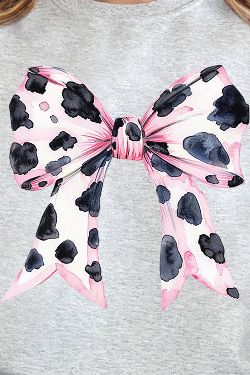 Unisex Pink Cow Coquette Bow NuBlend Crew Warm Sweatshirt