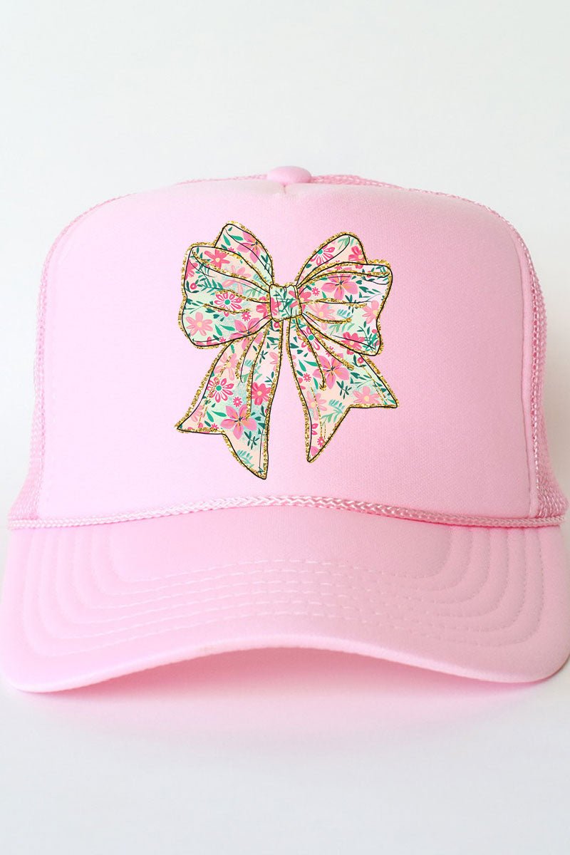 Preppy and Fashionable Blossom Bow Otto Soft Pink Foam Front Trucker Style Hat for Adults