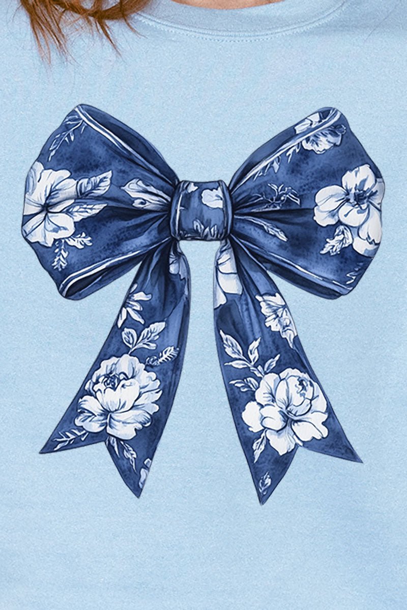 Unisex Imperial Blue Chinoiserie Bow NuBlend Crew Cozy Sweatshirt