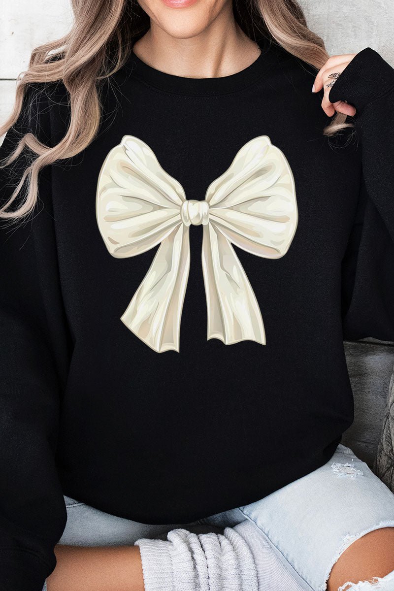 Unisex Ivory Coquette Bow NuBlend Crew Soft and Warm Sweatshirt