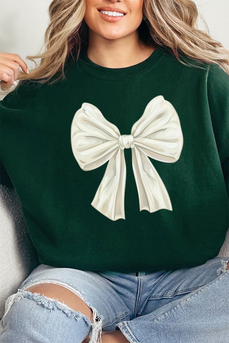Unisex Ivory Coquette Bow NuBlend Crew Soft and Warm Sweatshirt