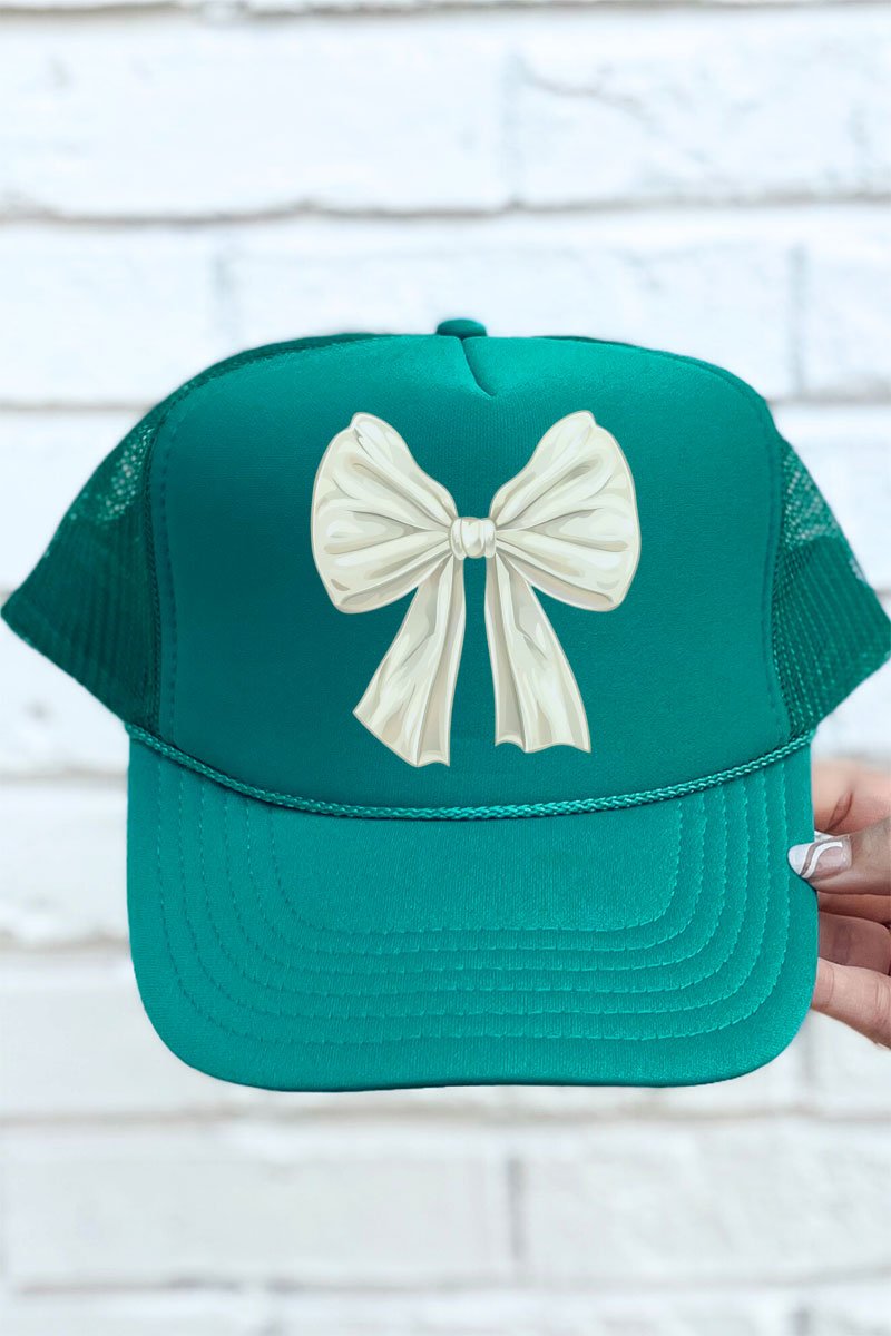 Ivory Coquette Bow Otto Jade Style Foam Front Trucker Hat for Fashion - Loving Adults