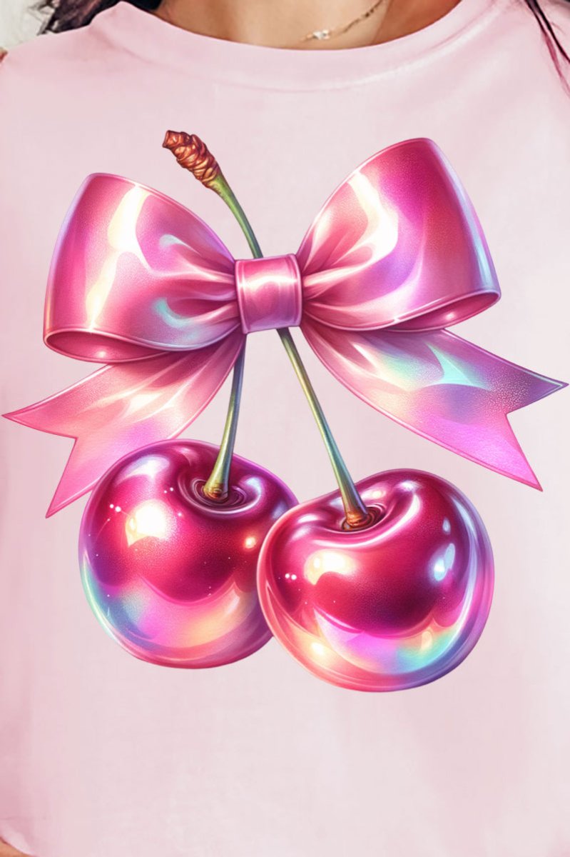 Adult Holographic Coquette Cherries Ring-Spun Cotton Comfort Colors Tee