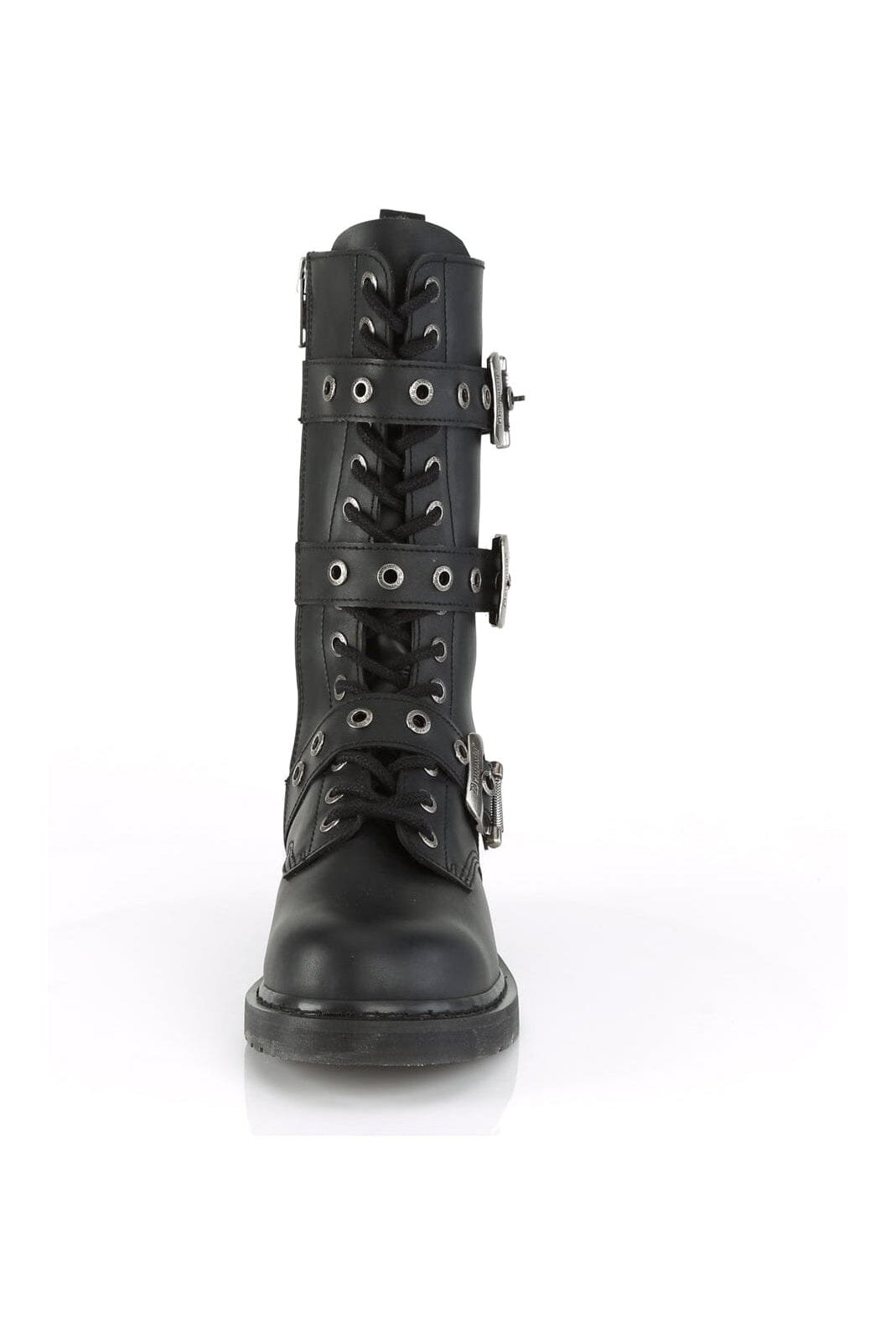 Demonia BOLT - 330 Unisex Mid - Calf Combat Black Vegan Leather Knee Boots