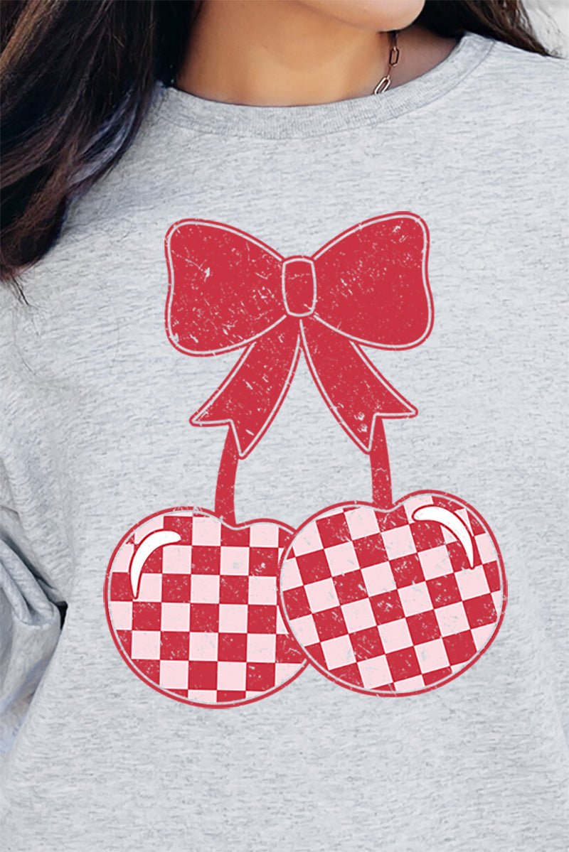 Casual Heavy - weight Cherry On Top Crew Style Sweatshirt for Everyday Wear