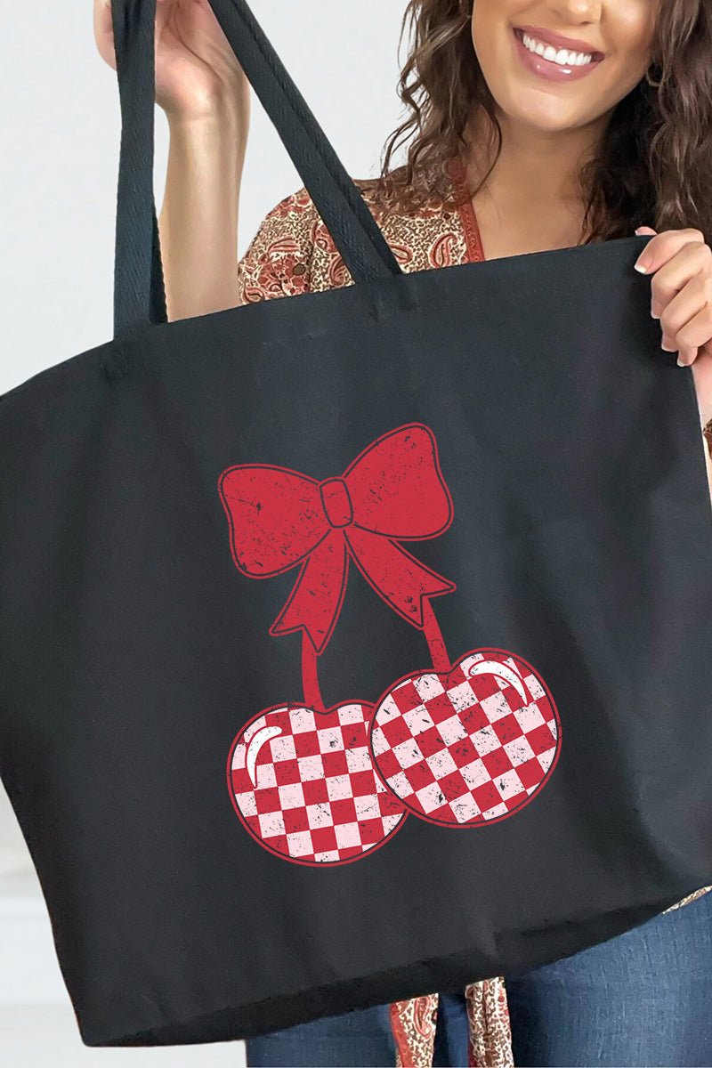 Stylish Cherry On Top Canvas Large-Sized Jumbo Tote Bag for Daily Use