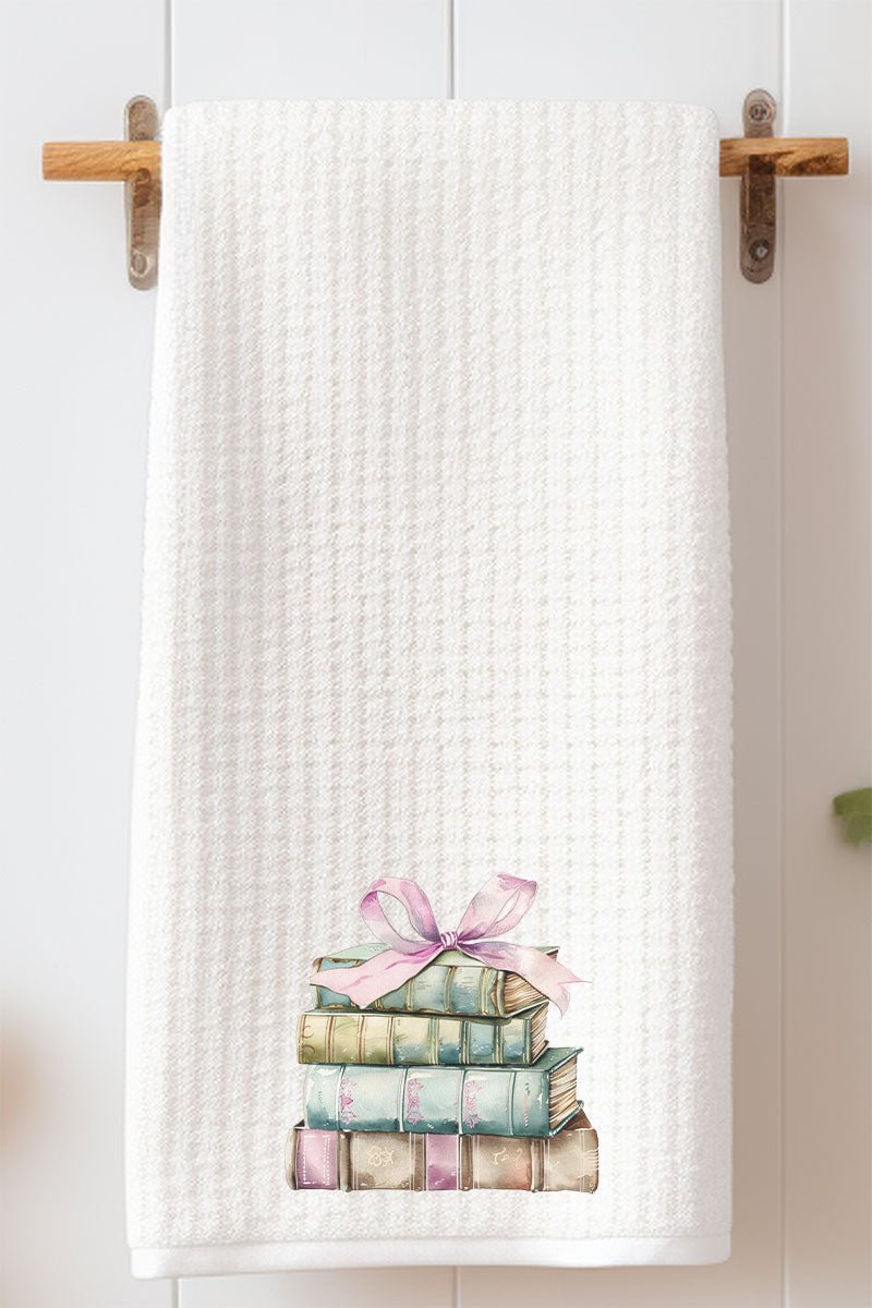Stylish Bows And Books Waffle Design Kitchen Towel for Home