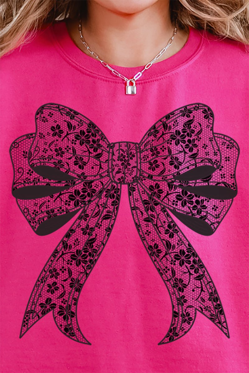 Unisex NuBlend Crew Sweatshirt with Black Lace Bow Design