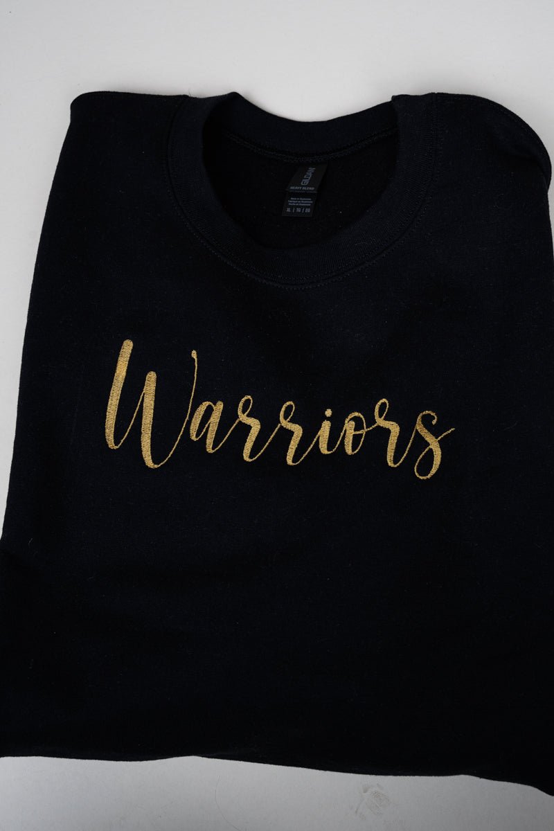 Customizable Heavy-weight Black Crew Sweatshirt with Embroidered Side Bows