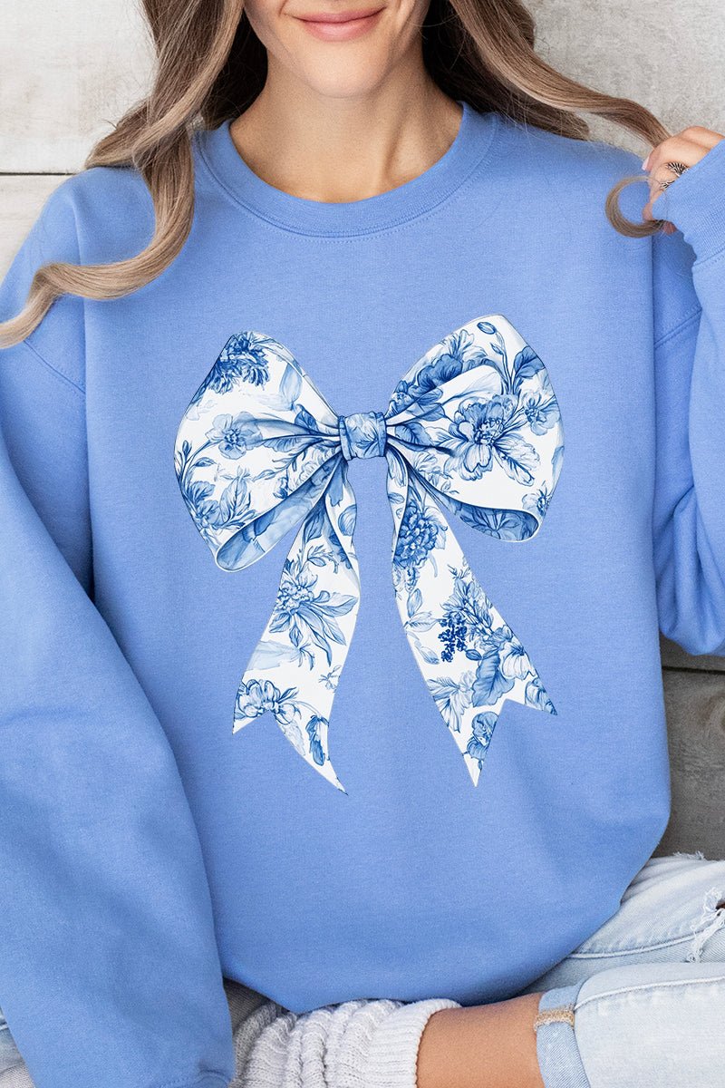 Unisex Chinoiserie Coquette Bow Design NuBlend Crew Neck Sweatshirt for Comfort and Style