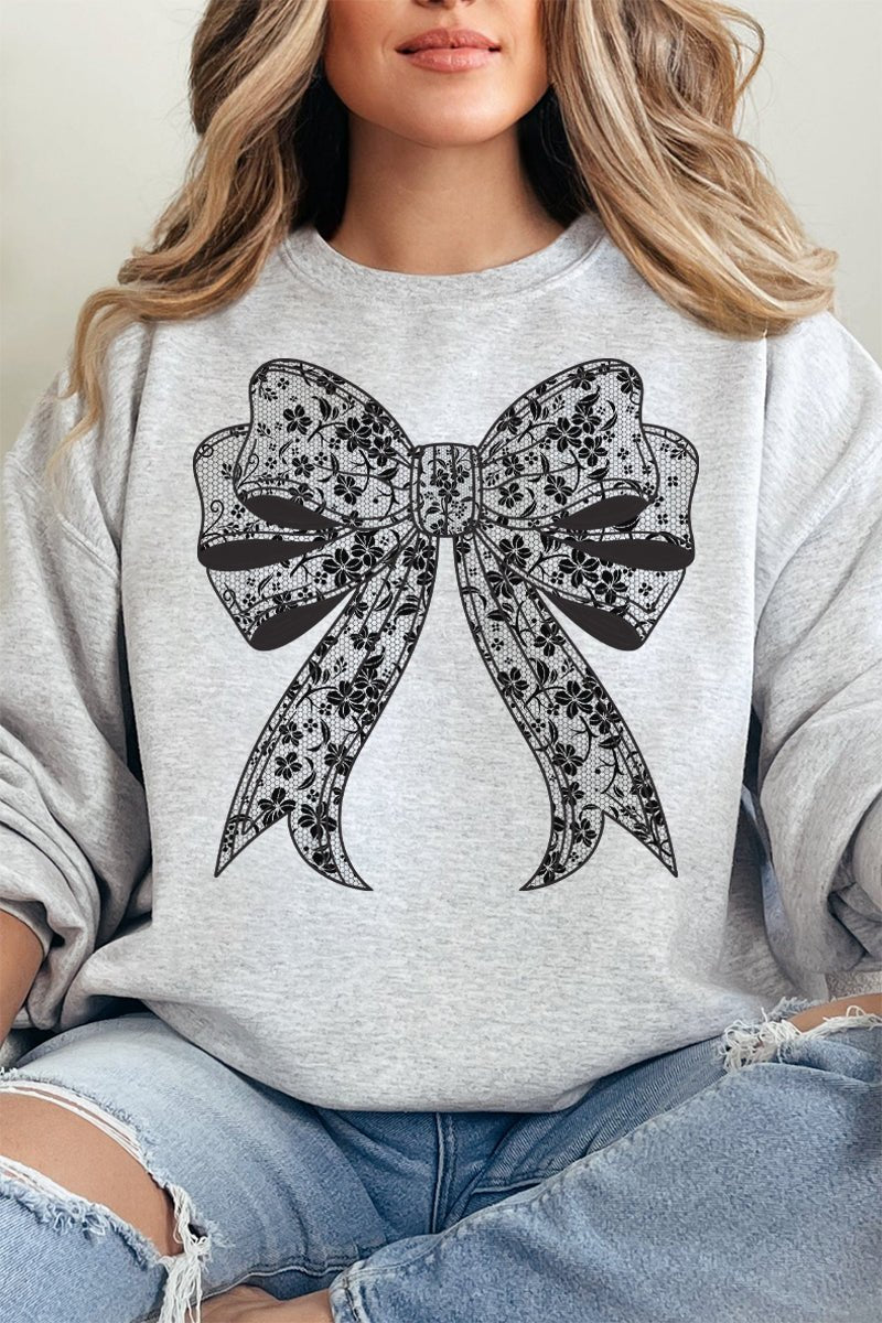 Unisex NuBlend Crew Sweatshirt with Black Lace Bow Design