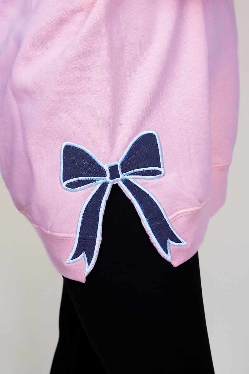 Customizable Unisex NuBlend Crew Sweatshirt with Embroidered Side Bows in Pink