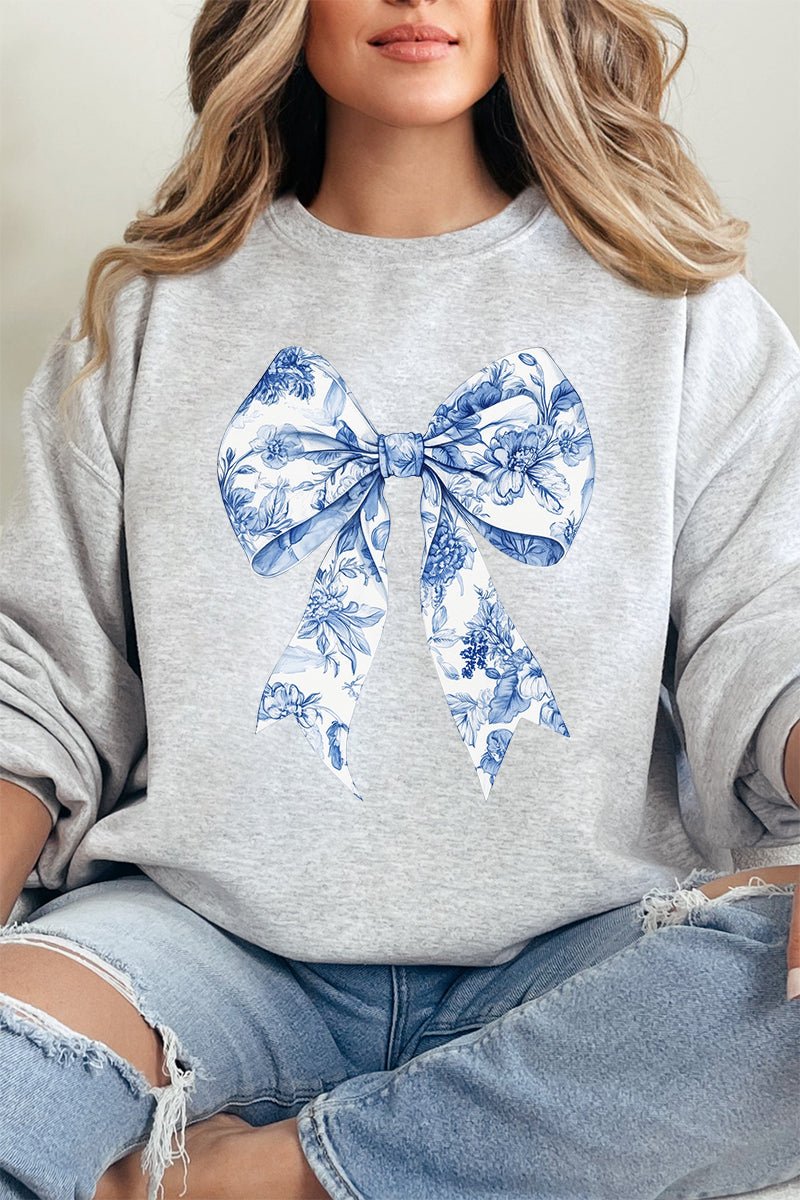 Unisex Chinoiserie Coquette Bow Design NuBlend Crew Neck Sweatshirt for Comfort and Style
