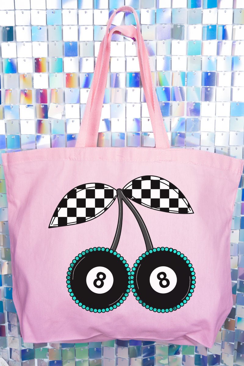Stylish Checkered Cherries Design 25L Premium Heavy Cotton Canvas Jumbo Tote