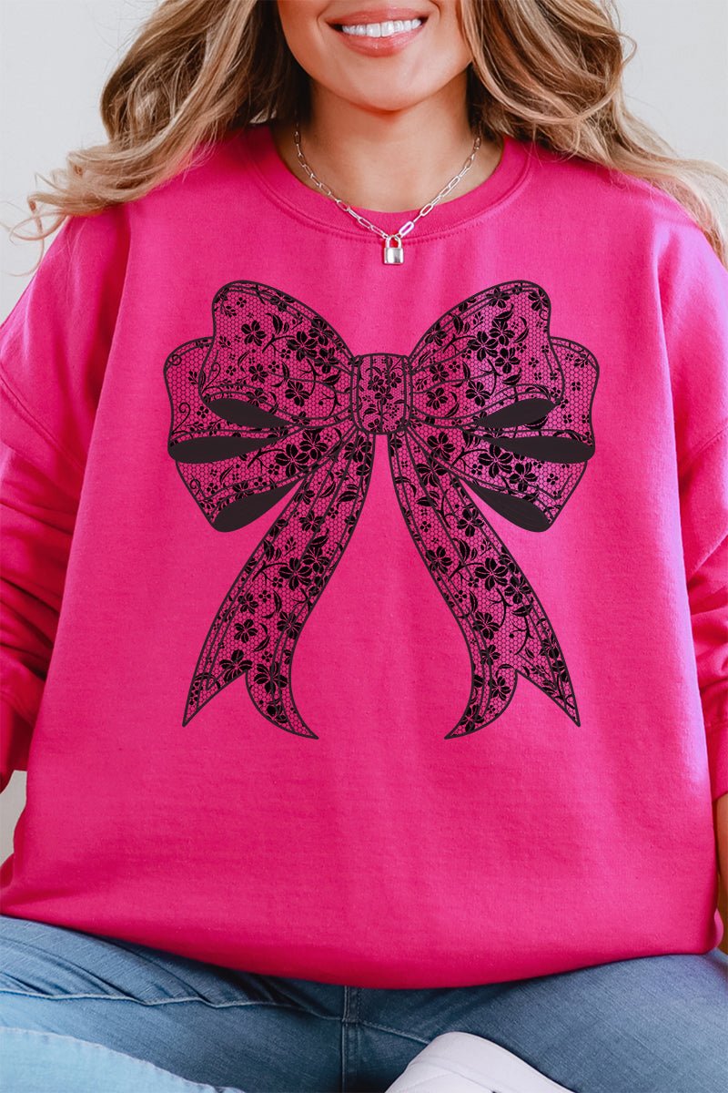 Unisex NuBlend Crew Sweatshirt with Black Lace Bow Design