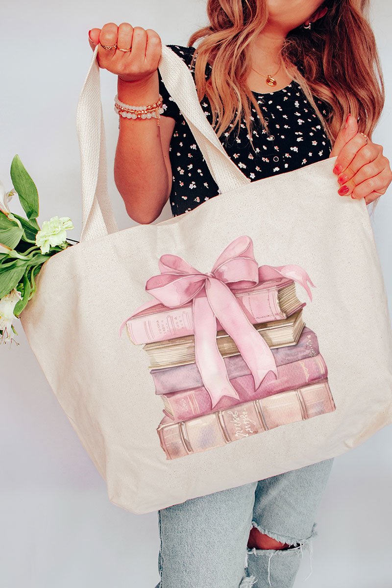 Stylish Book Club Girl's Jumbo Canvas Tote for Daily Use