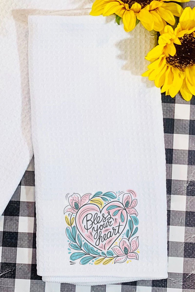 Blooming Heart - Waffle Design Polyester Polyamide Kitchen Towel