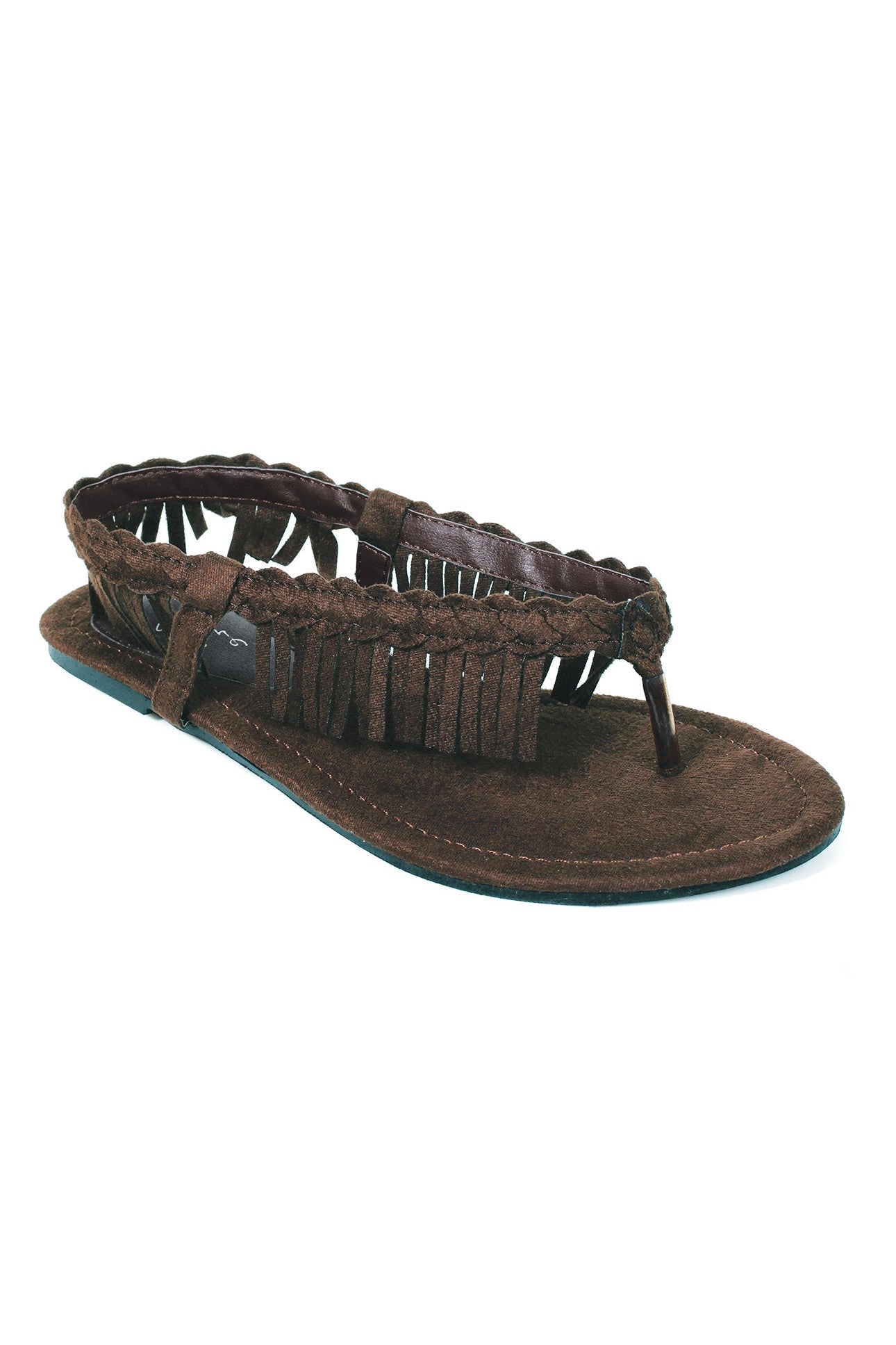 Ellie 015-APACHE Stylish Heel Sandals with Braided and Fringed Design